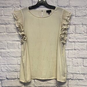 Who What Wear Cream Ruffle Metallic Dot Blouse size XXL